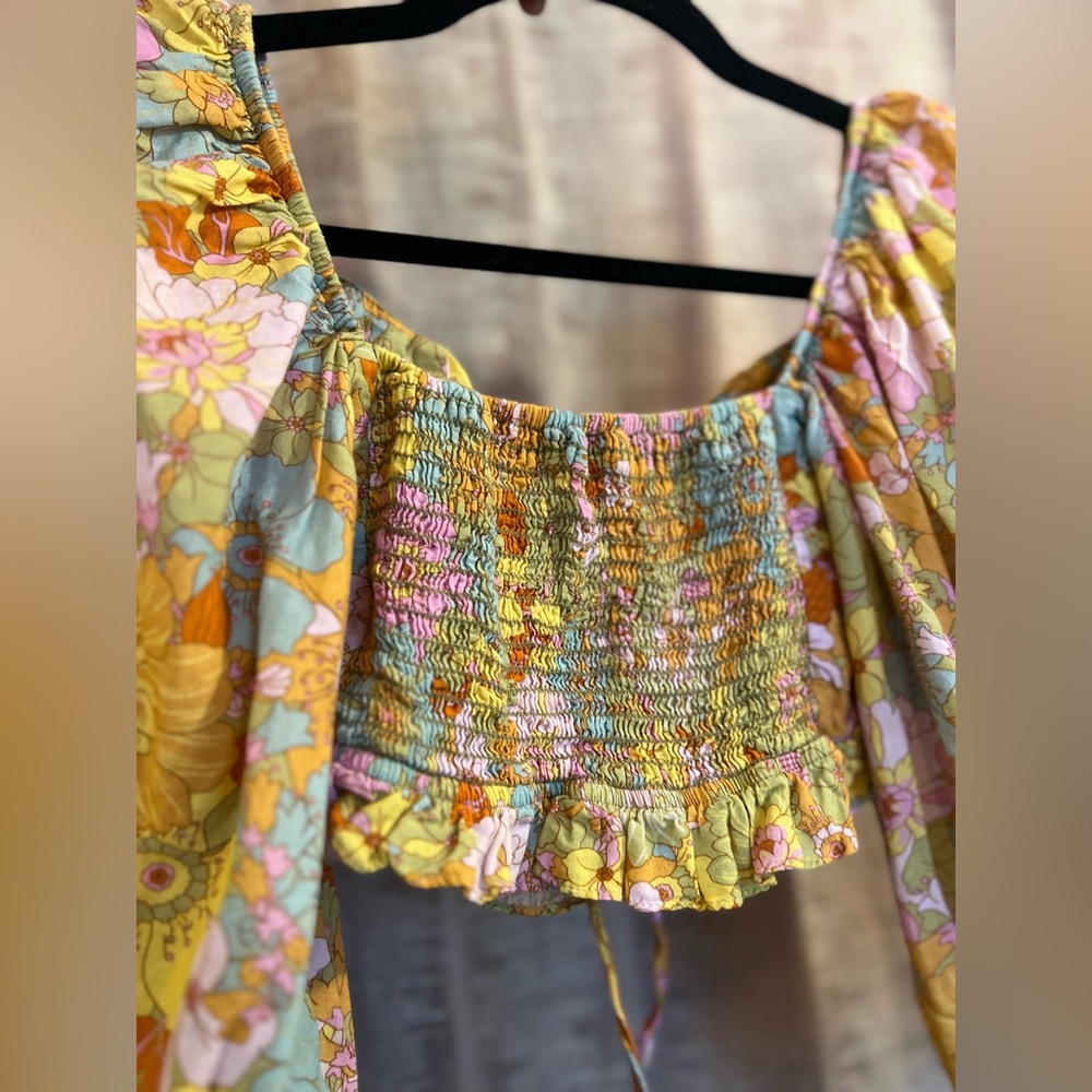 Show Me Your MuMu Floral Balloon Sleeve Blouse, New - Picture 10 of 11